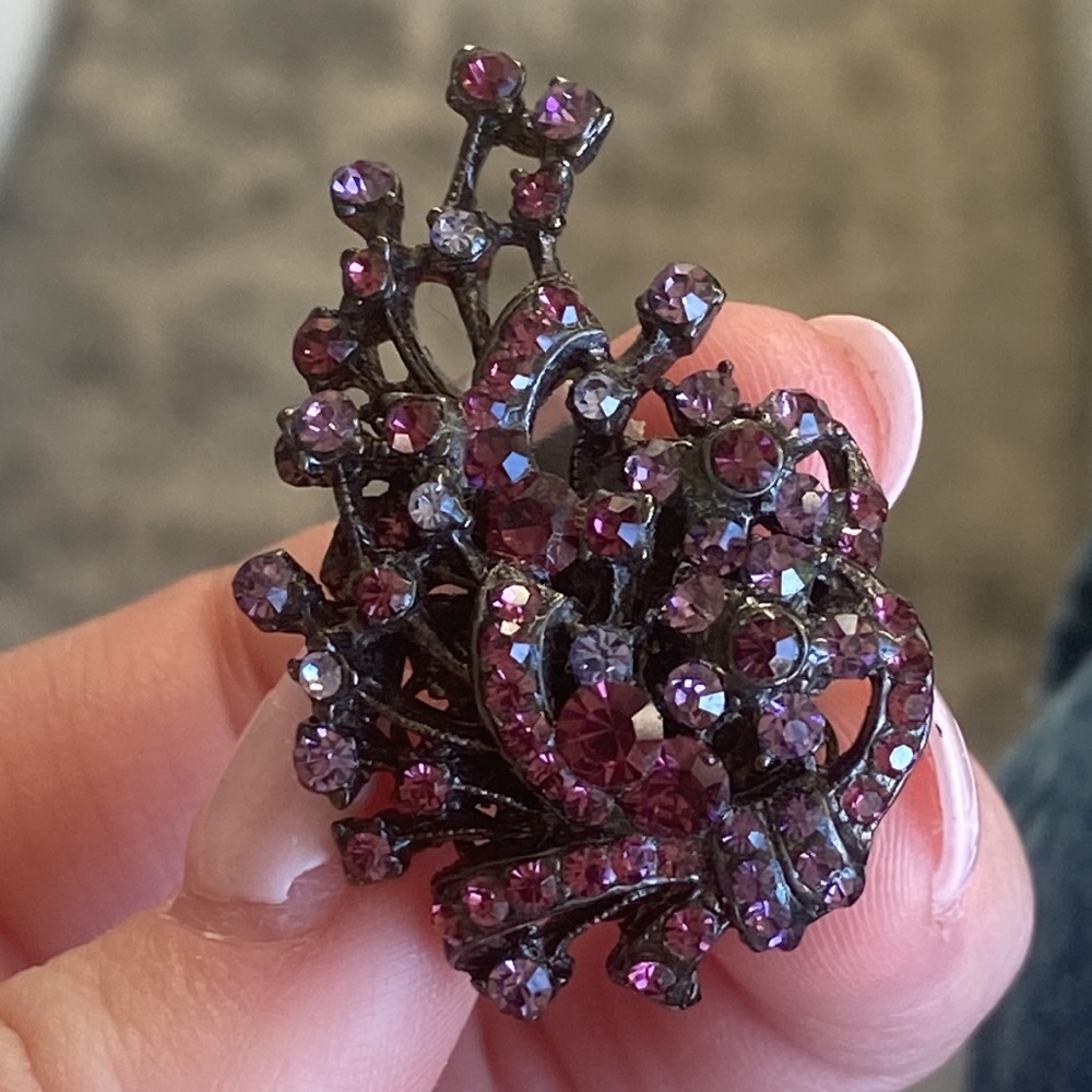 Jose & Maria Barrera Clip On Crystal Earrings - Purple - Picture 5 of 12